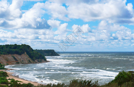 风景蓝色的高海岸波罗陡峭岸波罗陡峭岸高加里宁格勒图片