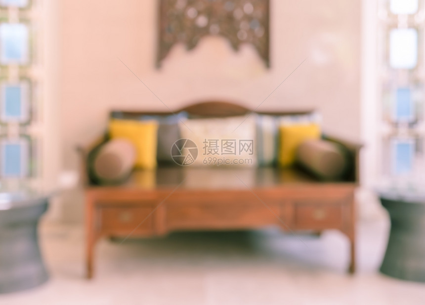 内部的旅馆大厅木椅摘要背景模糊抽象的在室内图片