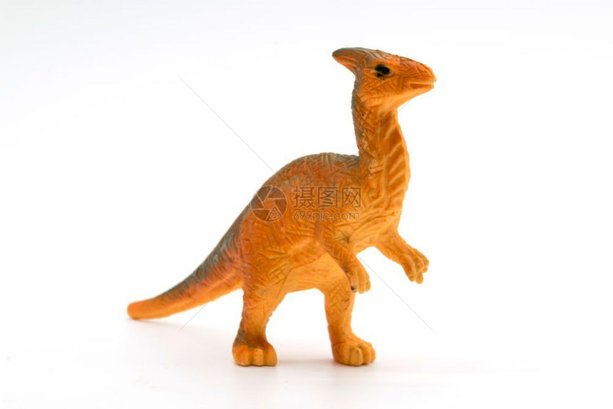 白色背景的paraaurolopophus恐龙玩具模型古生物学动史前图片