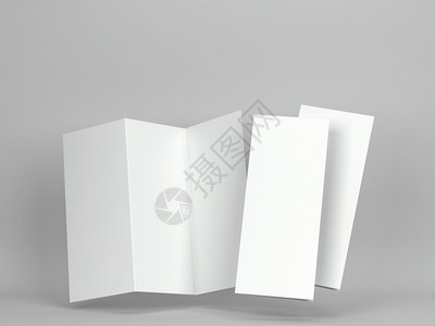 灰色的三重关于背景的空白三面小册子模拟3d插图折叠图片