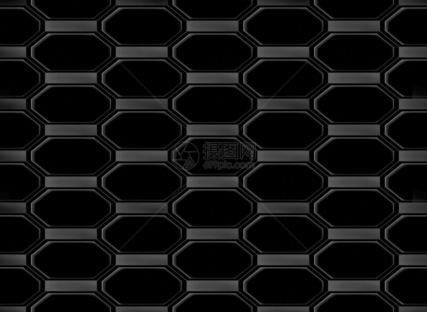 3d使无缝现代黑色八边形结构设计墙壁背景渲染无缝的几何图片