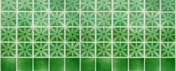 老的绿花色瓷砖模式Banner纹理背景建筑学翠背景图片