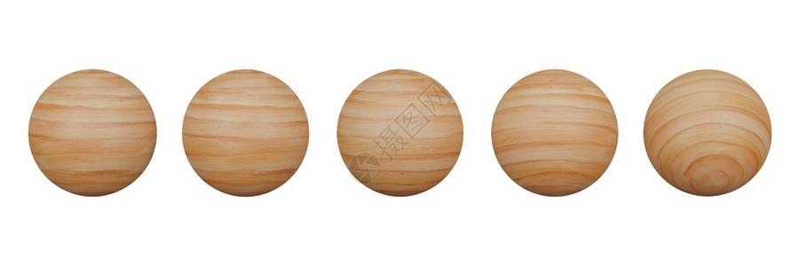 3D将现实木质球隔离在白背景上带有剪切路径的对象光滑圆形收藏图片