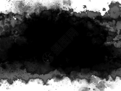 白色背景上的黑水颜色复制空格体风插图横幅飞溅水彩图片