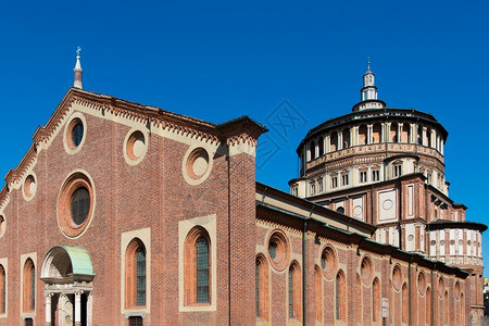 戴尔圆圈圣玛丽亚感恩教堂米兰意大利来自达芬奇的塞纳科洛鼓图片