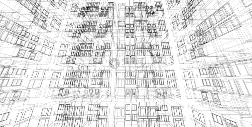 技术的线条建筑师3DD插图架构建设视角线现代城市建筑抽象背景设计建筑结构图解3d插摘要建筑背景13256图片