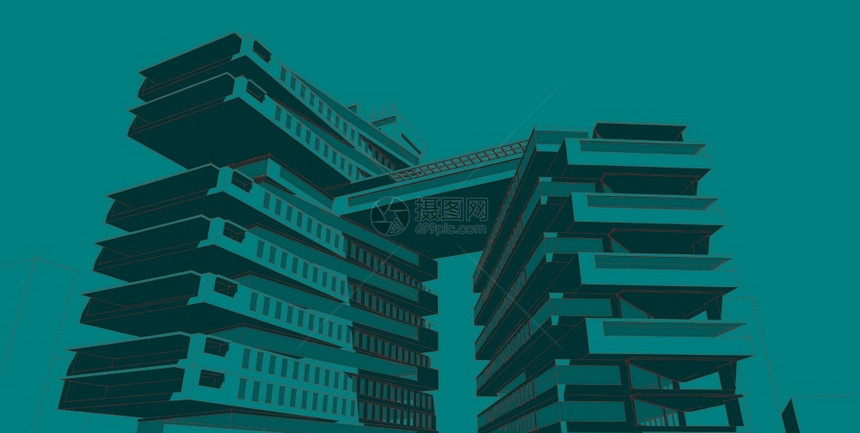 线条公寓屋3DD插图架构建设视角线现代城市建筑抽象背景设计建筑结构图解3d插摘要建筑背景13256图片