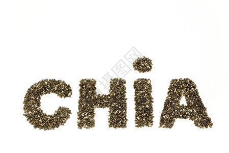 WordCHIA含有白色背景孤立的奇阿种子白色单词农业图片