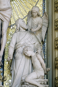 数字亚伯拉罕牺牲的艾萨克格勒布圣十字祭坛献给圣母玛利亚艺术的背景图片