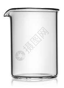 前挡玻璃在白背景上隔开无分形的前玻璃杯中药物医疗的烧杯设计图片