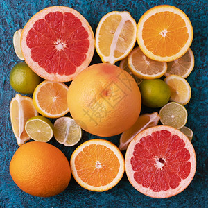 果汁多的青柠柑橘水果收集食物背景橙子柠檬石灰和葡萄果新鲜水本底图片
