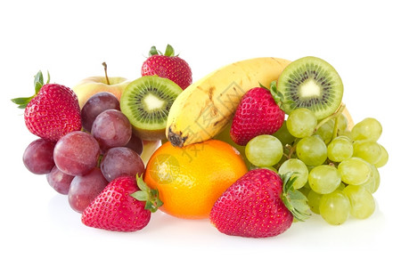 浆果白底的新鲜实包括白底的新鲜果实草莓食物图片