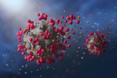 致病的科学罗纳毒被摧毁散布和破碎成片3D电晕设计图片