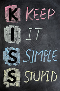 丰富多彩的质地首字母缩略词KISS缩略语以黑板上彩色粉笔写成图片