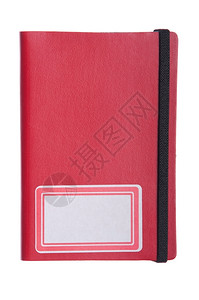 覆盖白色背景孤立的华丽红色笔记本日或议程提醒图片