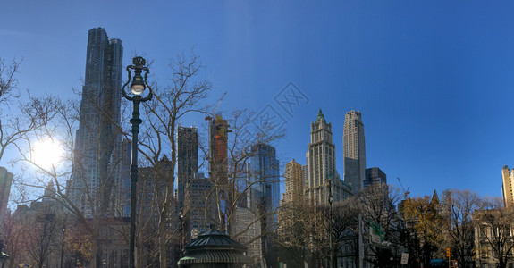 下午曼哈顿市城建筑全景商业中央图片