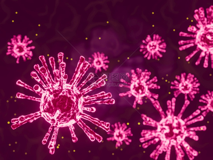 covid19在细胞环境中漂浮的冠状爆发紫背景上分离的抽象矢量3d微生物药全球的电晕图片