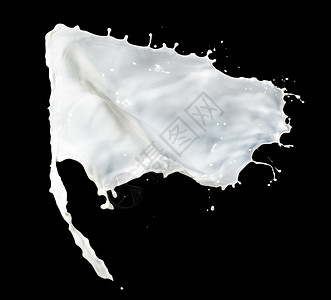黑色背景孤立的牛奶喷洒运动画钙图片