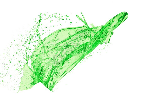 维他命白色背景的绿果汁飞溅蔬菜液体图片