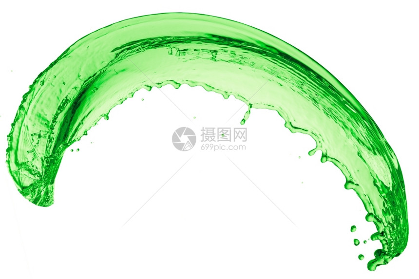 白色的背景绿果汁飞溅喷喝图片