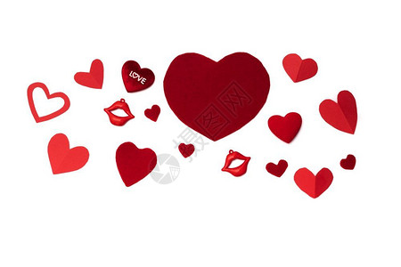 情人节概念红色心白本底最佳甜点的图片