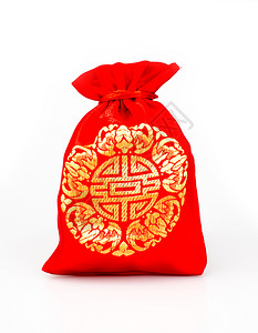 目的蔡财富白色背景上印有风格的红布袋或AngPow背景