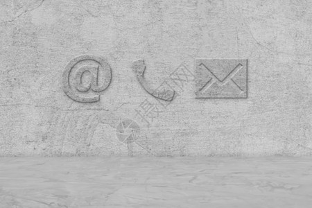 邮政互联网沟通电话子邮件和水泥墙上的贴纸图标图片