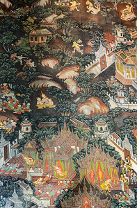 供品文化泰国曼谷佛像生命古老教寺庙壁画泰国曼谷的佛像图片