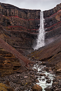 景观坠落冰岛东面的海尼福斯瀑布在冰岛河水瀑布中东边图片