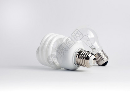 玻璃白色背景的节能灯泡生态经济图片