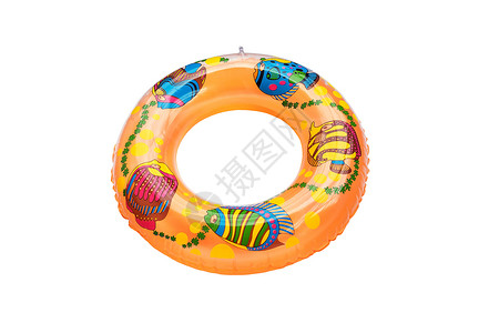夏天救生员白底孤立的橙色游泳环戒指图片