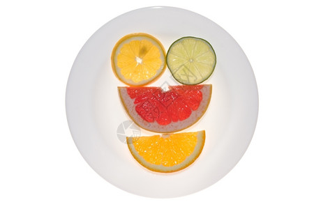 葡萄果柠檬莱蒙和橙色在盘子上幸福早餐喜悦图片