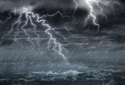 粗狂可怕的极端天气概念以3D说明式的D图示风格由乌云和暴风大雨狂构成自然气候设计图片