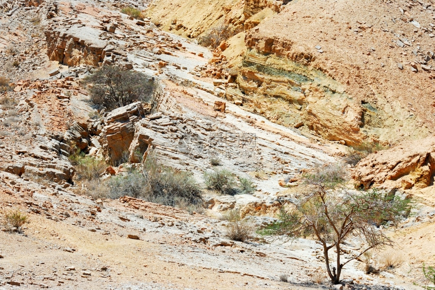 红色的景观以列独特的弹坑MakhteshRamon多彩宝石黄色的图片