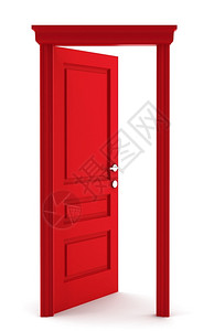 生活白色背景上的红门3d插图成功空白的图片