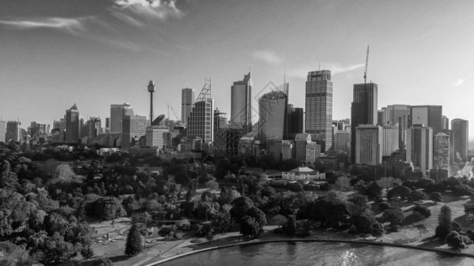 澳大利亚海悉尼澳洲市天际和著名港湾地区全景空中观测图片
