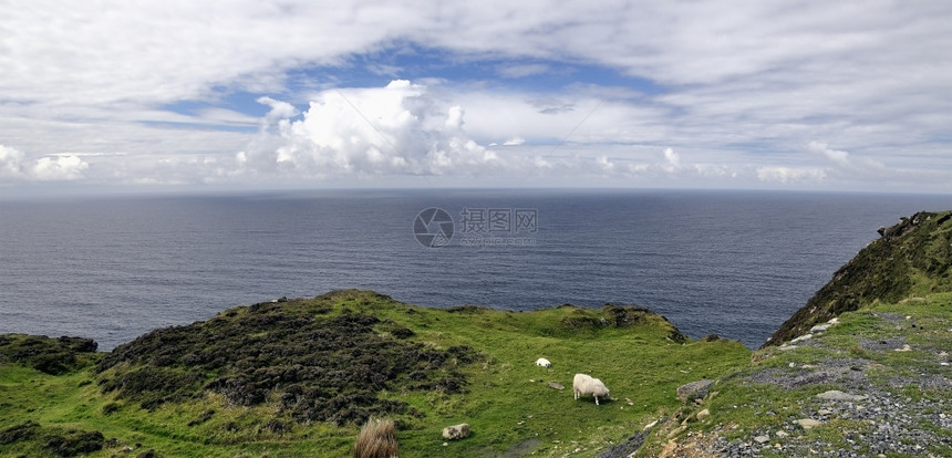 景观海浪爱尔兰Donegal县Slieve联盟的裂缝蓝色图片