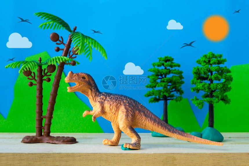森林危险荒野以生模型背景为基础的恐龙玩具模型图片