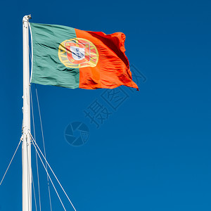 霍赫斯特拉滕旗帜极葡萄牙背景蓝天复制空间葡萄牙背景蓝天复制空间葡萄牙语目的背景