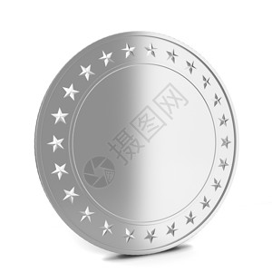 经济的成功商业以白色背景孤立的银硬币3d插图图片