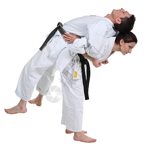 艺术跆拳道空手一个白种背景的和服被肢解人好斗图片
