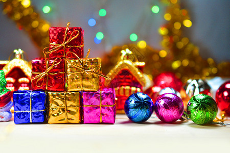 金子新年快乐背景礼物箱和圣诞概念节时间新的图片