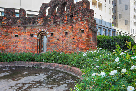 康砖建造文化历史意大利米兰康卡圣乔瓦尼教堂的废墟背景