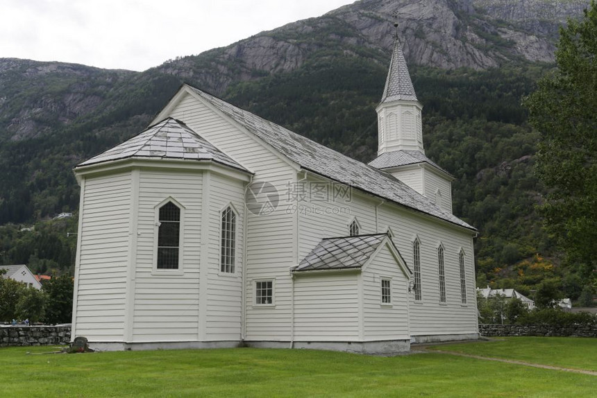 宗教的斯堪纳维亚在奥达有塔的旧白教堂图片