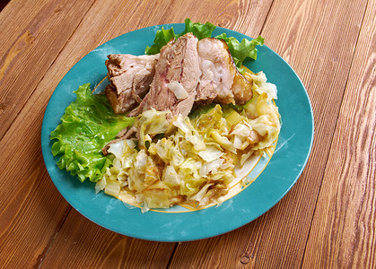熏制胖的巴伐利亚烤猪肉小桶德国猪排卡路里图片