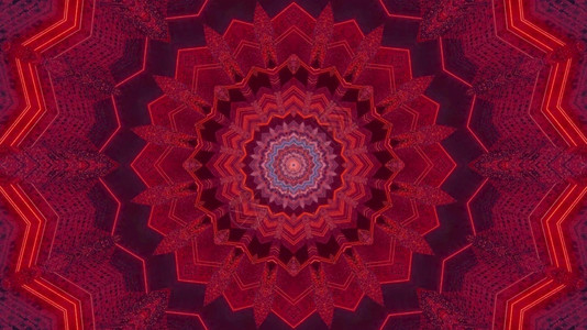 红色的幻想创造3d插图d视觉背景其抽象的甘莱多斯古花以红色调成形设计配有亮光效应产生神奇的硅地下隧道幻觉红干莱多斯科植物装饰品3背景图片