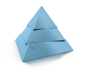 3D金字塔三层在白色背景上有闪光反射和阴影3D金字塔三级插图分层的抵消设计图片