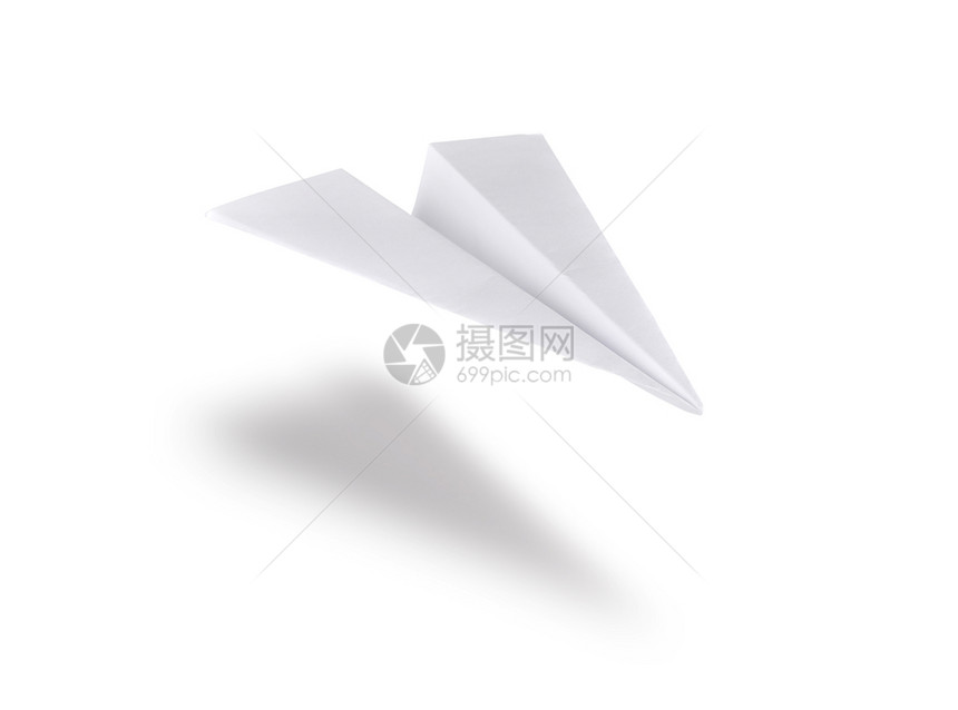 纸飞机静止的简单白色背景上孤立的纸平面图片