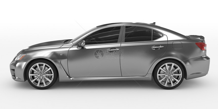 灰色的汽车隔离在白色金属有玻璃上左侧视图汽车隔离在白色金属有玻璃上3D渲染视窗当代的图片