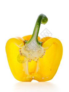饮食物黄色辣椒半白底片隔离在色背景上可口图片